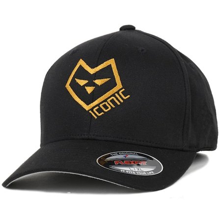 Iconic - Logo Two Black/Gold Flexfit Flexfit Black Cap - @ Hatstore