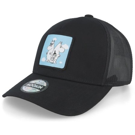Moomin - Svart trucker Caps - Friends Blue Patch Black Trucker @ Hatstore