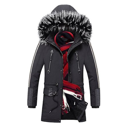 Herrejakke Hvit Plysjakke Vinter Bomullsjakke Hette Varmt Yttertøy Med Glidelås