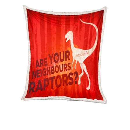 Plush Filt Pläd Dinosaurie Raptors ca 118 cm x ca 140 cm