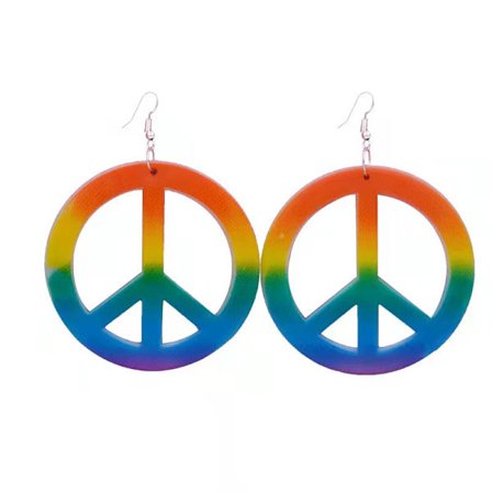 Hippie sett karnevalsbriller fredssymbol øredobber halskjede hodeplagg tilbehørssett PJ9718A Fargerik Fred Talisman