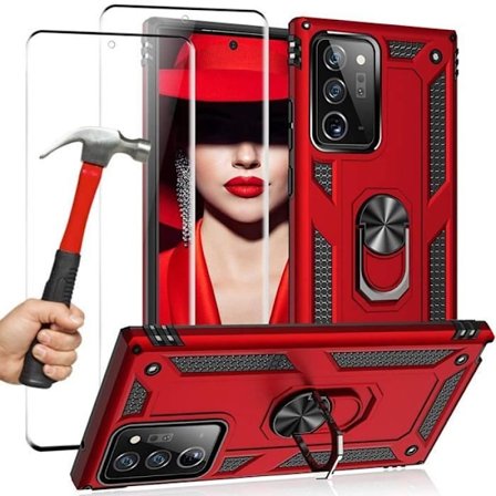 Verres Trempés med Fodral - Booling - för Samsung Note 20 Ultra - Röd - Repbeständig - Paket med 2