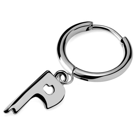 Fahrenheit | Smeltende Stål P-ørering til mænd - Hoop øreringe m. vedhæng