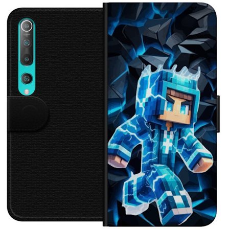 Kompatibel Tegnebogsetui til Xiaomi Xiaomi Mi 10 5G Blokbaseret helt i blåt energi rustning med elektriske effekter futuristisk gaming illustration
