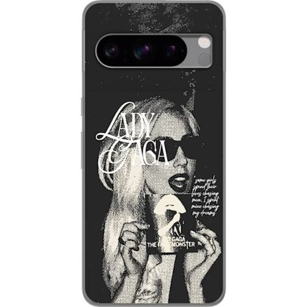 Yhteensopiva Puhelinkuori Google Pixel 8 Pro Lady Gaga mustavalkoinen retrojuliste aurinkolaseilla ja pop-taide-estetiikalla