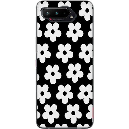 Kompatibelt Mobilskal till Asus Asus ROG Phone 5 Svartvitt blommönster i minimalistisk skandinavisk design med stark kontrast och tidlös grafisk sti