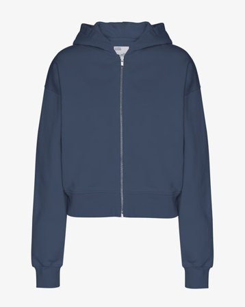 Organic Crop Zip Hood - Petrol Blue - Female - L
