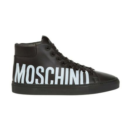 Moschino, High-top sneakers met logo Zwart, Heren, Maat:43 EU