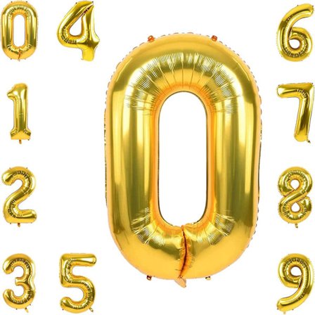 Guld 0 Ballonger, 40 Tums Healwe Siffror 0-9 Folieballonger Födelsedagsfest Present