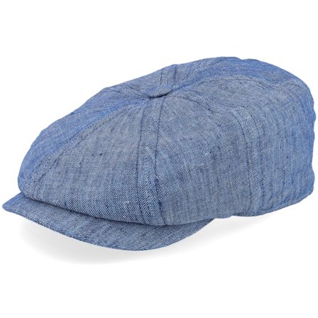 Lierys - Blå flatcap Keps - 8-panel Cap Linen Blue Flat Cap @ Hatstore