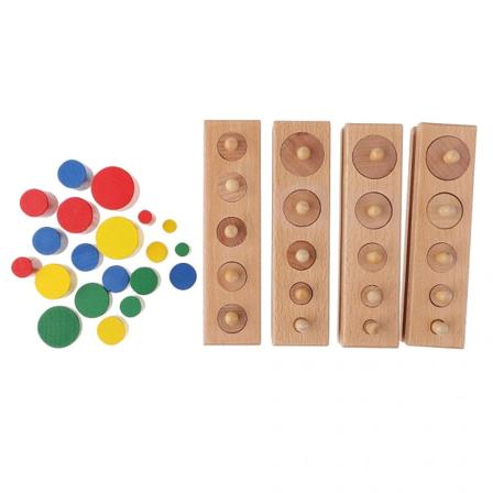 4st färgglada Montessori träleksakscylinderblock tidig utbildningsutveckling Baby Kid gåva