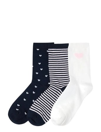Lindex Socks 3 Pack Bg Hearts And Str - Navy - 31/33
