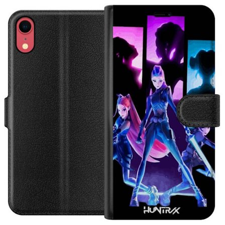 Yhteensopiva Lompakkokotelo Apple Apple iPhone XR Tulevaisuutta ennustava tyttöryhmän kuva, jossa on neonvaloja ja voimakkaita värejä sci-fi-estee