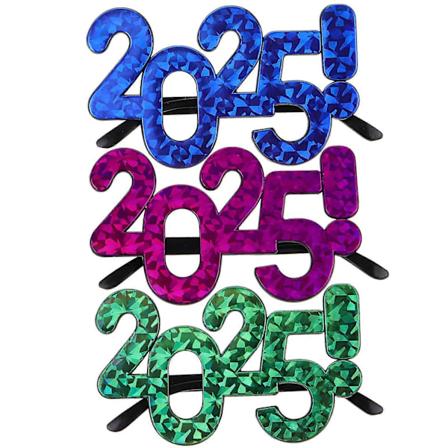 3 stk. Godt Nytår Briller 2025 Øjenbriller Nytårsfest Fotorekvisitter