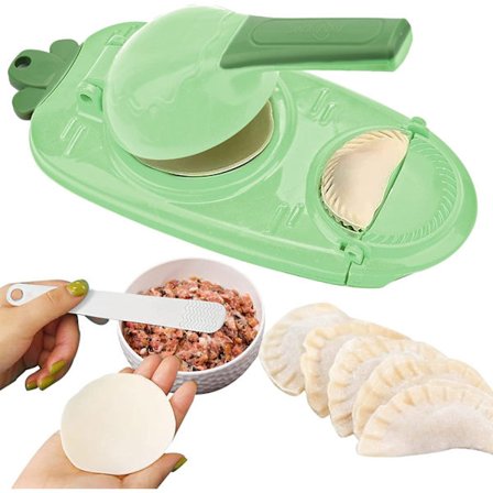 2 i 1 Tortillapresse, manuell dumplingsformmaker|Deigpresse for Empanadas og dumplings|Kjøkkenutstyr for å lage dumplings(Grønn)
