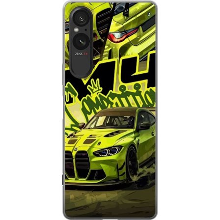 Kompatibel Mobilcover til Sony Xperia 5 V Bluey-familien i glad tegnestil med blomsterbaggrund og legende farvepalet