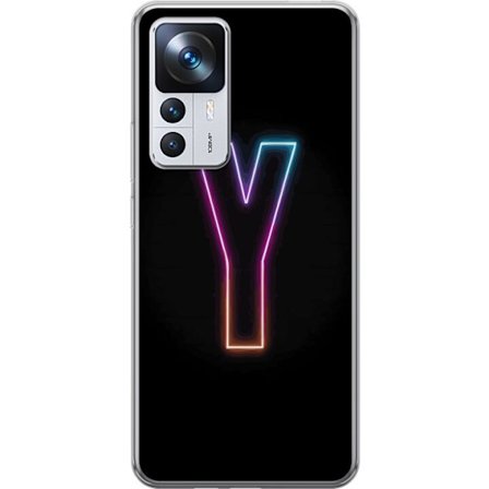 Kompatibelt Mobildeksel til Xiaomi Xiaomi 12T Minimalistisk neonbokstav Y i fargeskiftende lys mot svart bakgrunn