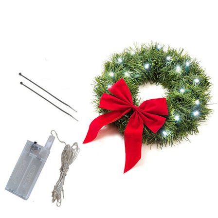 Julekrans til bil, LED-oplyst bilkrans, juledekorationer til lastbil, kunstige blade, julekrans—max