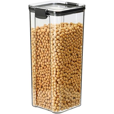 1 st lufttät matförvaringsbehållare i plast, genomskinliga köksförvaringsburkar, skafferiorganisatörer, behållare med lock för flingor, mjöl, socker, 