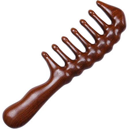 1 stk. Trekam, kam med brede tenner, sandeltre kam, antistatisk, hodebunnsmassasje, stresslindring (20 cm)
