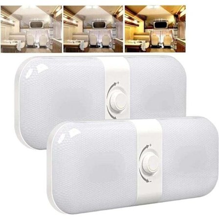 12 V LED-kattovalaisin asuntovaunuun, himmennettävä kattovalaisin muistikytkimellä, valkoinen/keltainen/lämmin valo, yhteensopiva matkailuautojen ja 