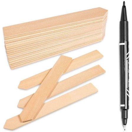 50 stk. 2x15cm bambusplante etiketter grøntsagsspire mærke med markør