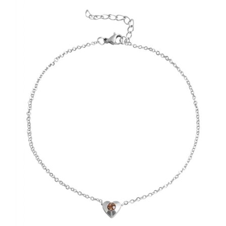 Silver Fotsmycke Fotlänk Vristlänk Fotkedja i Stål med Brun Sten