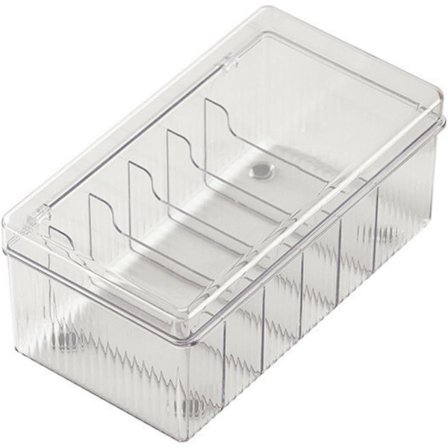 1 stk. Klar Elektronikorganiseringsboks, 6 Rum Akryl Oplader Organizer, Ledningsorganiseringsetui, Datakabel Opbevaringsboks til Hjemmet