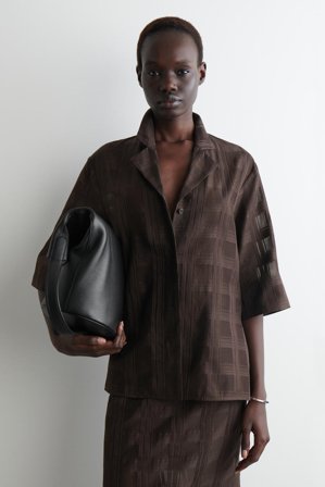 COS Women's Sheer Checked Resort Shirt in Brown