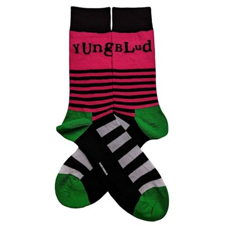 Yungblud Unisex Adult Stripe Logo Socks 7 UK-11 UK Rosa/Grön/Svart