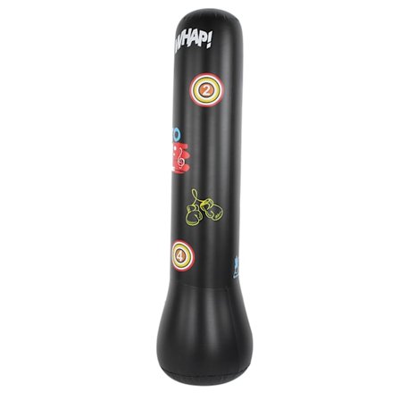 Tykk Oppblåsbar Bokse Punching Bag Frittstående Tumbler Fitness Stress Release for Voksne Barn (1.5M Svart)