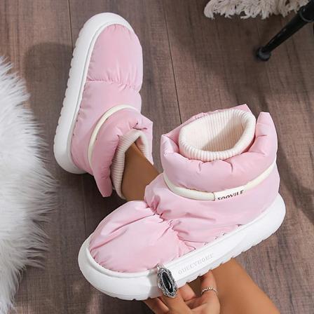 Vintervarme Bomuldsforet Sko til Kvinder Tyk Sål Nedvandtætte Sne Støvler til Kvinder 2023 Anti-Slip Platform Ankel Botas Mujer Pink 38-39