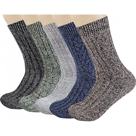 Hussokker - 5 Par - Sklisikre Sokker - Dame Hussokker - Ull Hussokker - Størrelse 41-45 - Varme - Oppvarmede Sokker - Fluffy Sokker - Tøffelsokker