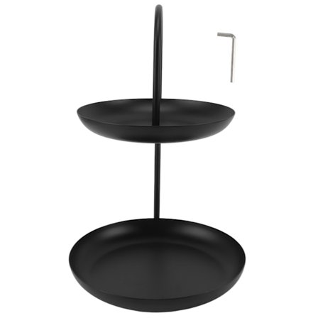 Fruktfat med dobbelt lag, multifunksjonelt serveringsfat med design for oppbevaring i to lag, rustsikker og vanntett jernkonstruksjon, elegant