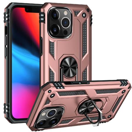 Iphone 13 Pro Max - Shockproof Hybrid Armor Ring Skal - Roséguld