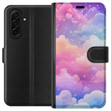 Kompatibelt Lommeboketui til Samsung Galaxy A17 5G Søt enhjørning med regnbuefarget hår mot en stjernebelagt pastellbakgrunn i kawaii-stil