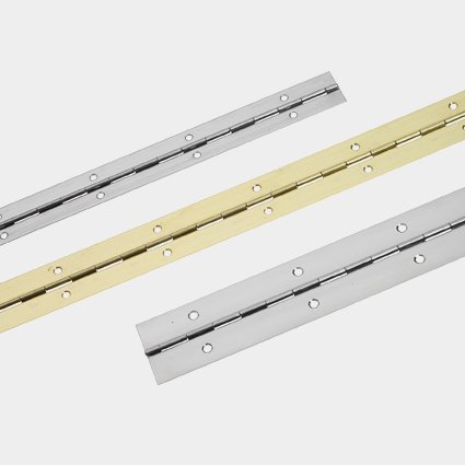 Bisagra de piano Roca, 1000 x 20 mm, con apertura inversa, acero inoxidable