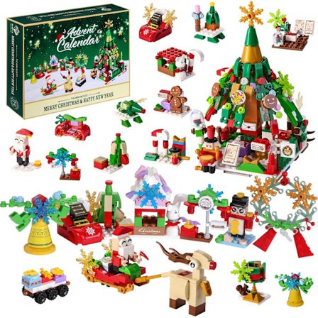 Julekalender 2025 Byggeklodser, Julekalender til Voksne Børn Julelegetøj 24 Dage Kalender Nedtælling 12 I 1 Julepuslespil