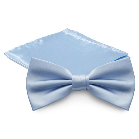 Baby blue Pre-Tied Bow Tie & Pocket Square Set for Men - Bow Tie Sets
