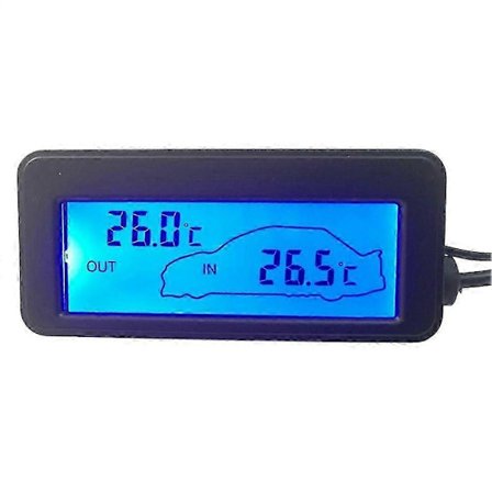 Biltermometer 12V LCD-skjerm, utetemperatur, biltilbehør til dashbord, blå bilmåler [YJD]