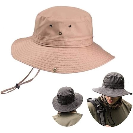 Super brede solhatter for menn, utendørs fiskebøtte Boonie-hatt vanntett pustende mesh-hette for fotturer, reiser, camping, hagearbeid og båtliv