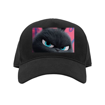 Kasket Mørk lodden kanin med intense blå øjne og vredt udtryk mod lyserød graffiti baggrund i urban stil