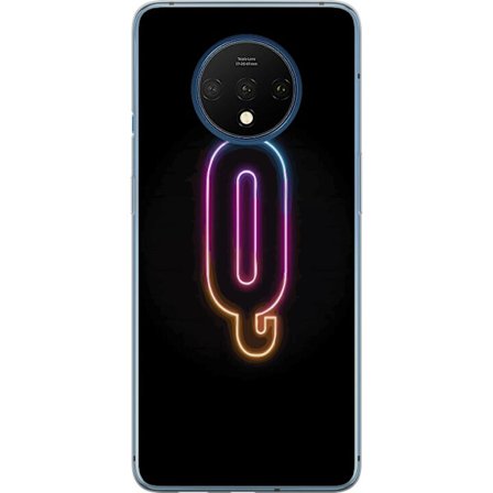 Kompatibel Mobilcover til OnePlus OnePlus 7T Minimalistisk neonbogstav Q i lyse farver mod mørk baggrund