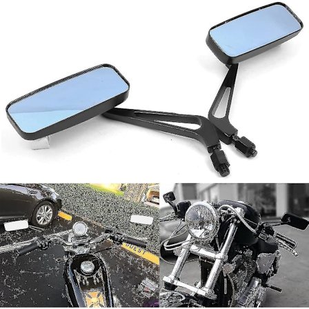8mm/10mm Sort Motorcykel Rektangel Bakspejl Styr Sidespejl Til Bobber Cruiser Choppers Touring Atv Sport Bike