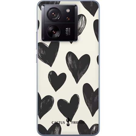 Kompatibelt Mobilskal till Xiaomi Xiaomi 13T Pro Cactus and Friends - Bold Black Love Pattern