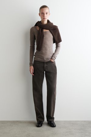 COS Women's Merino Wool Scoop-Neck Top in Brown