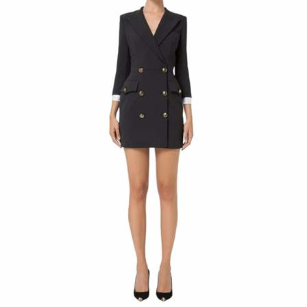 Elisabetta Franchi - Klänningar - Svart - Dam - Storlek: M, Dam, Storlek: M