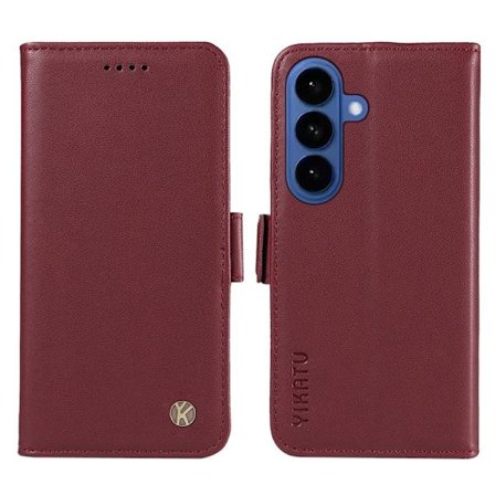 YIKATU Samsung Galaxy S26 / S26 Pro Plånboksfodral Konstläder Ställ - Vinröd