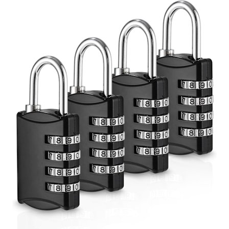 4-delt kombinasjonshengelåssett, værbestandig kombinasjonshengelås for utendørs bruk, hengelås i sinklegering