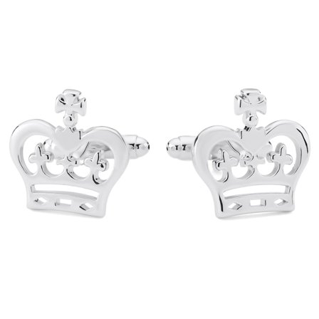 Novelle | Polierte silberfarbene Krone Manschettenknöpfe for Men